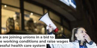 Dr. Maryssa Miller speaks to fellow union members outside George Washington University Hospital in Washington, D.C., in 2024. Maansi Srivastava/The Washington Post via Getty Images